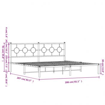 Bettgestell mit Kopfteil Metall Schwarz 200x200 cm