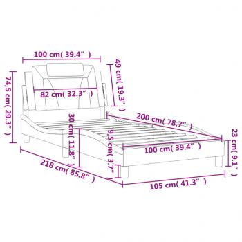 Bettgestell mit Kopfteil Cappuccino-Braun 100x200 cm Kunstleder