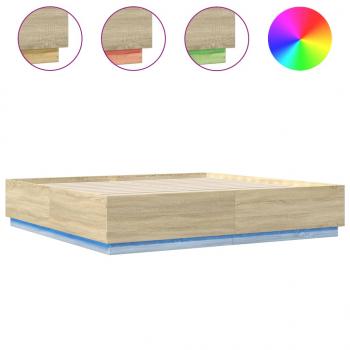 Bettgestell mit LED Sonoma-Eiche 180x200cm Holzwerkstoff