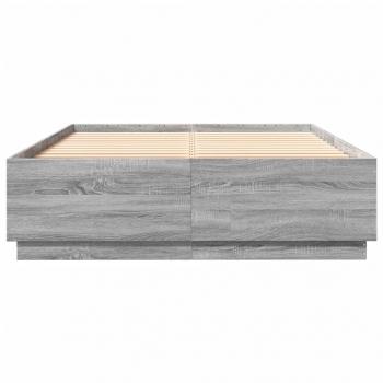 Bettgestell mit LED Grau Sonoma 160x200 cm Holzwerkstoff