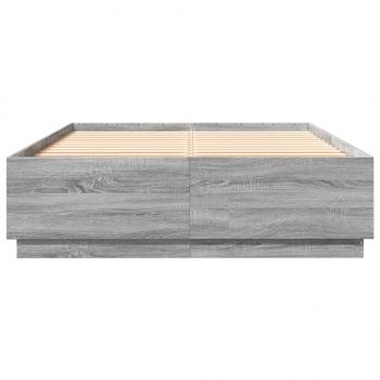 Bettgestell mit LED Grau Sonoma 120x200 cm Holzwerkstoff