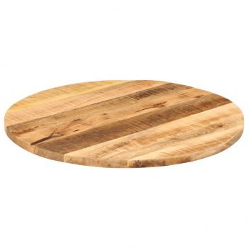 ARDEBO.de - Tischplatte Ø 70x3,8 cm Rund Raues Massives Mangoholz