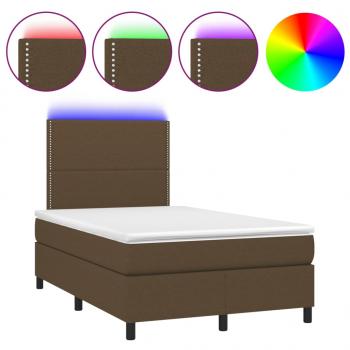 Boxspringbett mit Matratze & LED Dunkelbraun 120x200 cm Stoff