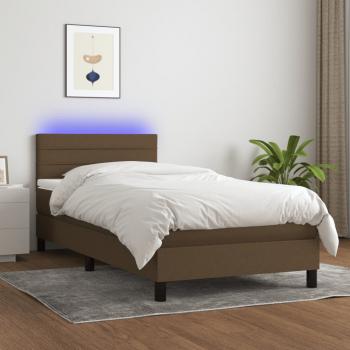 ARDEBO.de - Boxspringbett mit Matratze & LED Dunkelbraun 80x200 cm Stoff