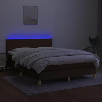 Boxspringbett mit Matratze & LED Dunkelbraun 140x190 cm Stoff