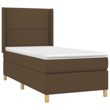 Boxspringbett mit Matratze & LED Dunkelbraun 100x200 cm Stoff