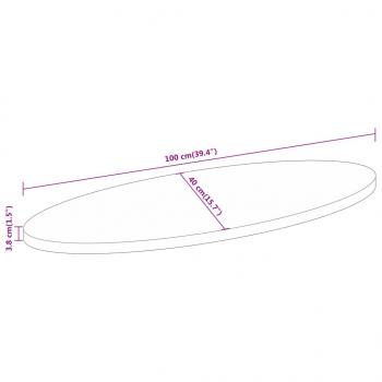 Tischplatte 100x40x3,8 cm Oval Massivholz Akazie