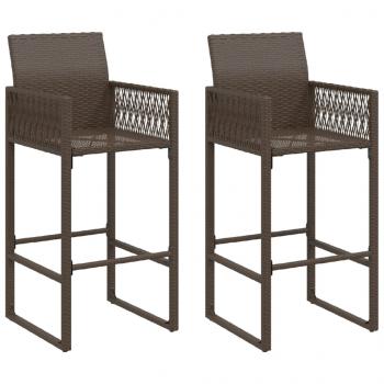 ARDEBO.de - Garten-Barhocker 2 Stk. Braun Poly Rattan