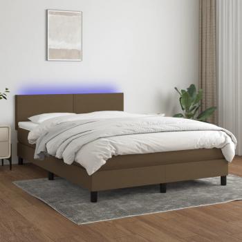 ARDEBO.de - Boxspringbett mit Matratze & LED Dunkelbraun 140x200 cm Stoff