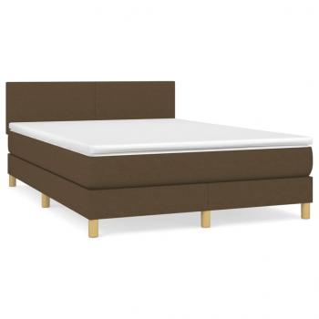 Boxspringbett mit Matratze Dunkelbraun 140x200 cm Stoff