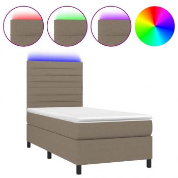 ARDEBO.de - Boxspringbett mit Matratze & LED Taupe 90x190 cm Stoff