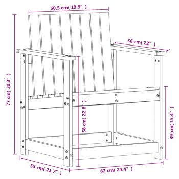 Gartenstuhl Weiß 62x56x77 cm Massivholz Kiefer