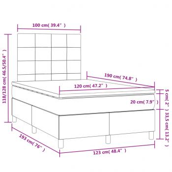 Boxspringbett mit Matratze & LED Schwarz 120x190 cm Samt