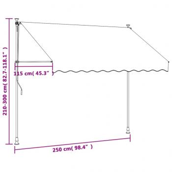 Markise Einziehbar Anthrazit 250x150 cm Stoff und Stahl