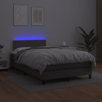 Boxspringbett mit Matratze & LED Grau 120x190 cm Kunstleder