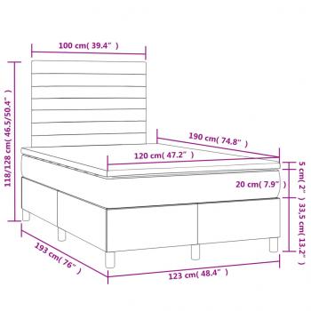 Boxspringbett mit Matratze & LED Dunkelgrau 120x190 cm Samt