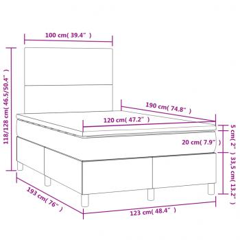 Boxspringbett mit Matratze & LED Dunkelbraun 120x190 cm Stoff