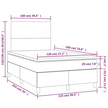 Boxspringbett mit Matratze & LED Dunkelbraun 120x190 cm Stoff