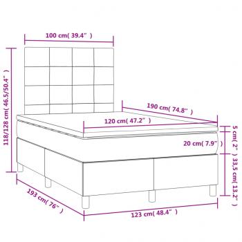 Boxspringbett mit Matratze & LED Schwarz 120x190 cm Stoff