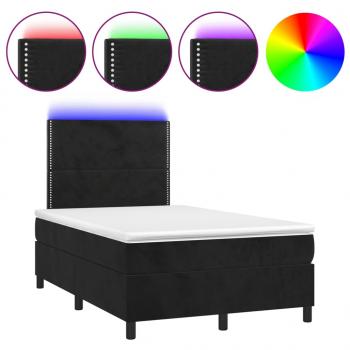 Boxspringbett mit Matratze & LED Schwarz 120x190 cm Samt