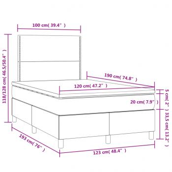 Boxspringbett mit Matratze & LED Schwarz 120x190 cm Samt