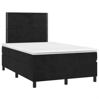 Boxspringbett mit Matratze & LED Schwarz 120x190 cm Samt