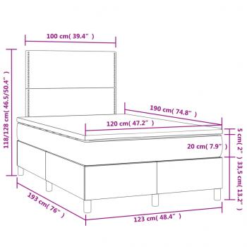 Boxspringbett mit Matratze & LED Hellgrau 120x190 cm Stoff