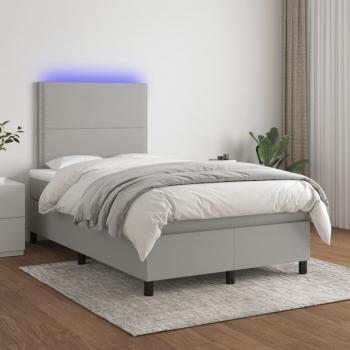 Boxspringbett mit Matratze & LED Hellgrau 120x190 cm Stoff