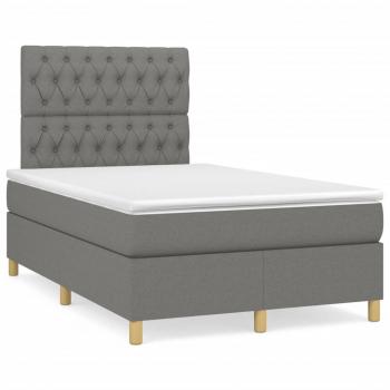 ARDEBO.de - Boxspringbett mit Matratze & LED Dunkelgrau 120x190 cm Stoff