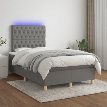 Boxspringbett mit Matratze & LED Dunkelgrau 120x190 cm Stoff