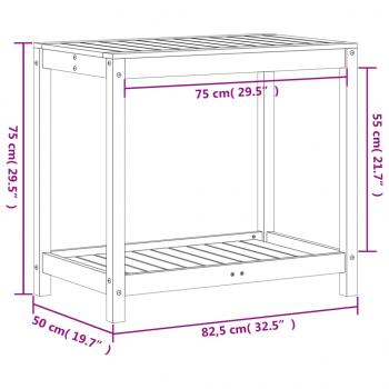 Pflanztisch mit Ablage 82,5x50x75 cm Massivholz Douglasie