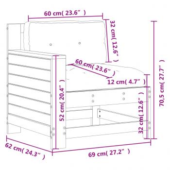 Gartensofa mit Armlehne Kissen Kiefernholz Imprägniert