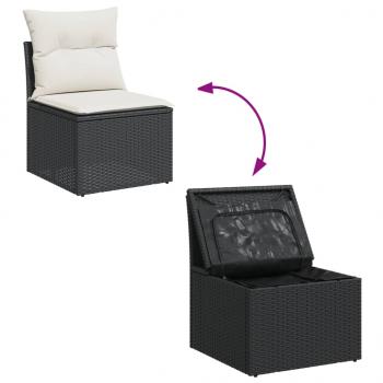 12-tlg. Garten-Sofagarnitur mit Kissen Schwarz Poly Rattan