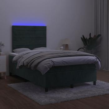 Boxspringbett mit Matratze & LED Dunkelgrün 120x190 cm Samt