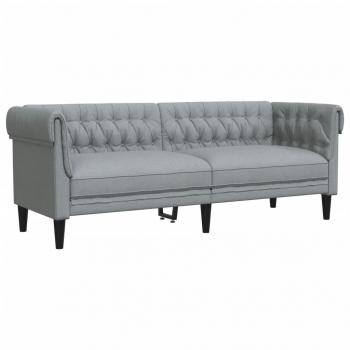 ARDEBO.de - Chesterfield-Sofa 3-Sitzer Hellgrau Stoff