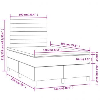 Boxspringbett mit Matratze & LED Rosa 120x190 cm Samt