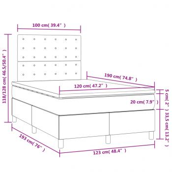 Boxspringbett mit Matratze & LED Dunkelgrau 120x190 cm Samt