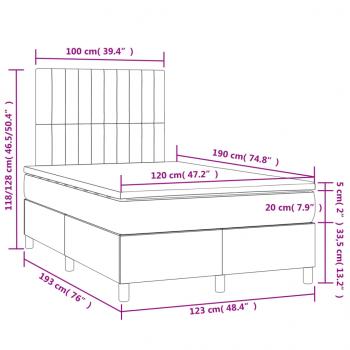 Boxspringbett mit Matratze & LED Dunkelgrau 120x190 cm Stoff