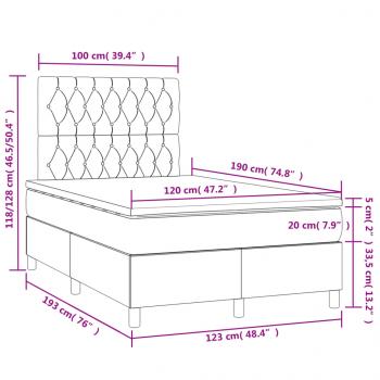 Boxspringbett mit Matratze & LED Dunkelgrau 120x190 cm Stoff