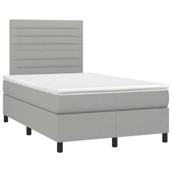 Boxspringbett mit Matratze & LED Hellgrau 120x190 cm Stoff