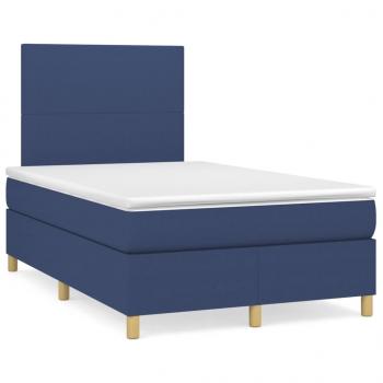 ARDEBO.de - Boxspringbett mit Matratze & LED Blau 120x190 cm Stoff