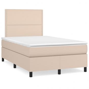 ARDEBO.de - Boxspringbett mit Matratze & LED Cappuccino-Braun 120x190 cm