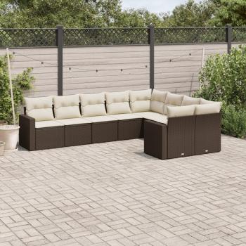 ARDEBO.de - 9-tlg. Garten-Sofagarnitur mit Kissen Braun Poly Rattan