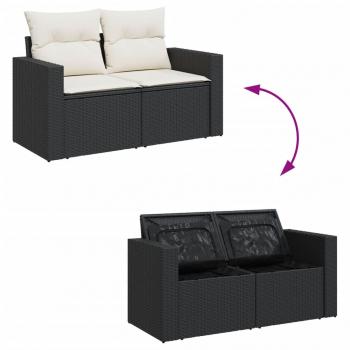 4-tlg. Garten-Sofagarnitur mit Kissen Schwarz Poly Rattan