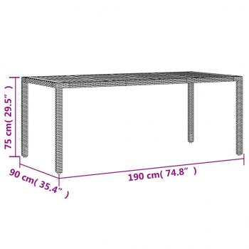 Gartentisch mit Akazienholz-Platte Grau 190x90x75cm Poly Rattan