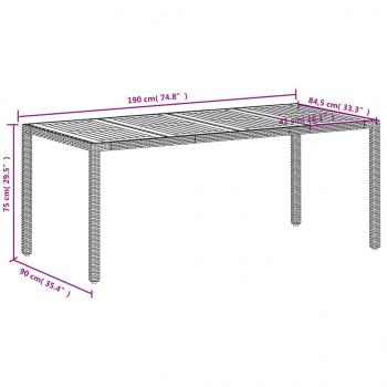 Gartentisch Beige 190x90x75 cm Poly Rattan Akazienholz