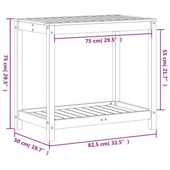 Pflanztisch mit Ablage 82,5x50x75 cm Massivholz Kiefer