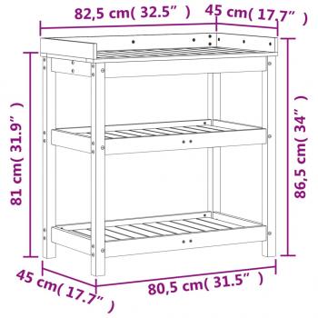 Pflanztisch mit Ablagen 82,5x45x86,5 cm Massivholz Kiefer