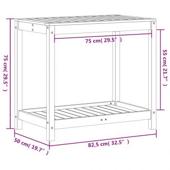 Pflanztisch Ablage Wachsbraun 82,5x50x75 cm Massivholz Kiefer