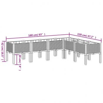 Pflanzkasten mit Beinen Braun 160x120x42 cm PP